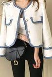 Winter Tweed Jacket Coat Women 2023 Korean style Coat womens Vintage Outwear patchwork fashion jackets Woman