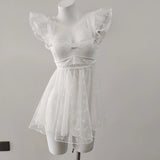 Net Yarn Sexy Pajamas Women's Summer Small Broth Lace Perspective Sling Aja Syringe Pyjamas Pure Spring And Autumn