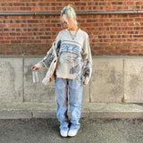 Long Sleeve Jacquard Crew Neck Sweater-Outfit