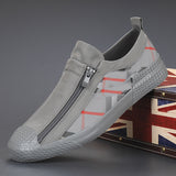 Autumn New Board Shoes Breathable Korean Version Of The Trendy Shoes Zipper Casual Shoes Low-Top Sports Lattice Men's