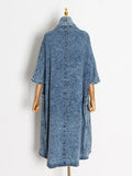 Zingj Personality Versatile Windbreaker 2024 Autumn New Fashion Wind Seven Minute Sleeve Long Blue Denim Coat