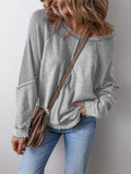 Spring And Autumn Fashion Leisure Round Collar Long Sleeves Stitching Loose-Fitting Lady's