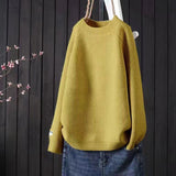 Women's Spring And Autumn 2025 New Inside And Outside Wearing Loose Lazy Sealed Ocean Round-Neck Literary And Art Knitted