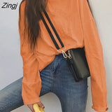 Sleeve T-shirts Women Spring Solid Long-style Loose Simple Ins All-match Casual Girls Tops Trendy Stylish Ulzzang Daily