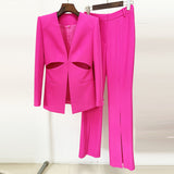 Fashion New Famous Temperament Hollow Without A Collar Suit Jacket To Open The