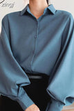 New Fashion Women Blouse Tops Casual Cardigan Lantern Sleeve Solid Elegant Shirts Women Female Clothes White Blusas