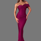 2025 New Dress Sexy Temperament Palette Solid Color Splicing Bag Hips Long