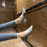 Slope And Coarse Heel Women's Shoes 2025 Autumn New Fairy Breath Net Red Pointed Gentle Single Shoes