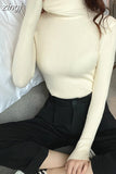 Soft Women Turtleneck Sweater Autumn Knitted Solid Jumper Winter Long Sleeve Elastic Pink Female Pullover Top
