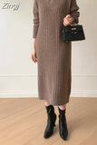 Sleeve Sweaters Knitted Maxi Dresses for Women Clothing Loose Oversize Knitting Sweater Dress Robe Vestido Winter 2023