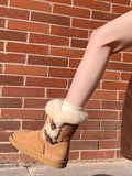 Boots Women 2025 New Winter Hairy Horn Buckle Short Boots Winter Cotton Shoes Anti-Slip Plus Velvet