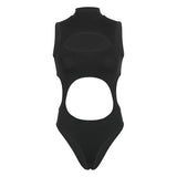 Hexing Fashion Solid Color Sexy Hollow Bodyless Collar Sleeveless Irregular Vest