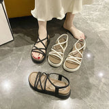 Roman Sandals In The Summer Of 2025, Women's Thick-Bottomed Fashion Fairy Wind Soft-Soled Students Anti-Slip Beach