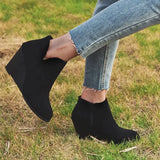 Autumn And Winter New Flat Bottom Slope And Short Boots Women's Round Head Side Zipper Large-Size