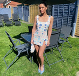 2025 New Colored Flower Shaped Squins Open Forked And Busted Sexy Dress
