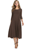 Women's Clothing 2025 Spring New Dress Fashion Casual Fold Seven-Sleeve Solid