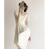 Break French Dress Niche Design V Neck Retro Summer Temperament Gentle Style First Love