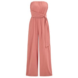 Leisure New Women's Holiday Style Solid Color Chest Tied Waist Slim