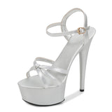 Zingj Knot Show Artifact Model High Heels Heel Sexy Black Waterproof Platform 15Cm Hate Heaven