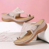 Women's Shoes 2025 New Slope And Light Leisure Flowers Color Clip Slippers Plus 43