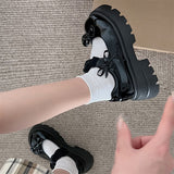 French Thick And Thick-Soled Mary Jane Shoes Women 2025 New Spring Light Bow With Skirt Single