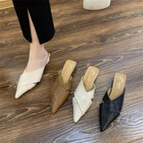 Shoes 2025 Summer New Flat Cool Slippers French Head Tip Flat And Folded Half Slippers Women
