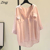 Women Solid Hooded Summer Pockets 3 Colors Simple Clothing Tops Stylish Holiday Daily Popular Basic Female Korean