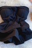 Autumn Sexy Black/White Strapless Tops Women Elegant Two Layer Ruffle Short Tank Shirts Female Slim Camis New