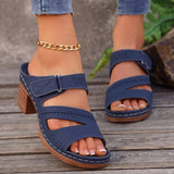 Women 2025 Hollowed-In-Broken Heel Large Women's Shoes Thick Soles Casual Type Cool Slippers