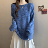 Good-Looking Pink Sea Hair Knitted Shirt Shoulder Sweater Women 2025 Autumn New Large-Size Fat Mm Medium Long