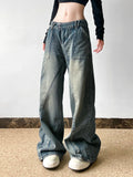 Street Women's Clothing Basic Washing Split Low-Rise Loose Jeans Babes Personality Thin Casual