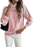 And Winter Knitted Shirt Women's Jacket Long-Sleeved High-Necked Top Solid Color Loose Casual Jump