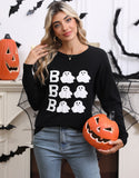 And Winter New Sweater Women's Halloween Element Embroidered Casual Round Collar Long-Sleeved