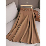 Women's Spring And Autumn Solid Color Casual Bvy Skirt With