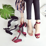 Women 2025 Summer New Square Head Thick Heel High-Heeled Sandals Women's Korean Version Of The Word Fashion