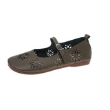 And South Korea Hollow Flat Bottom One-Word Buckle Shallow Single-Shoe Women Soft Bottom Carvings Breathable Lazy People Happy
