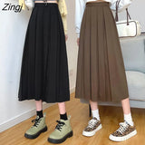 Women Clothes Autumn New Pleated Fashion Mid-calf Sweet Friends All-match Temperament 90's Casual Harajuku Solid