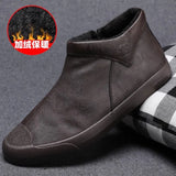 Autumn New Help Leather Boots Pedal English Wind High-Top Men's Shoes Autumn Men's Casual Leather