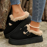 Plus Thick Hairy Shoes Women's Bobbs Shoes 2025 Autumn And Winter New Warm One-Foot Thick-Soled Cotton