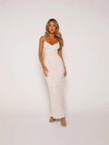Suspension Lace Splicing Perspective Dress Body Solid Color Dew Back Sexy Dress