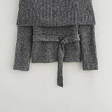 Women's INS Burst Retro Fashion Temperament With Belted Shoulder Knitted
