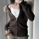 Retro Mahjong Zipper Open Shirt Sweater Thai Sweater In Autumn And Winter 2025 To Keep Warm Hair Hooded Coat