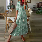 Solid Ruffles Pleated Long Party Dress Women Short Sleeve Loose Casual Dress2025 Autumn V Neck Tassel Hollow Out Dresses 211-0-Outfit
