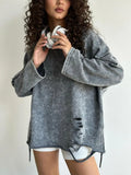 New Hottie Feng Shui Wash Old Fried Snowflake Hole Burrowing Women's Round Collar Cover Long