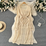 Zingj Spring And Summer Leisure Cardigan Dress Female Feeling Hollow Out Travel Vacation Wind Open Fork Long Shawl