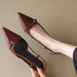 Temperament Sharp Leather-Skinned Sandals Women 2025 New Fairy Style Retro Fine Back Empty