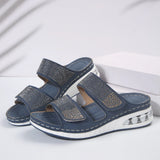 Spring And Summer New Women's Leisure Large-Size Water Drill Slope And Comfortable Air Cushion Slippers