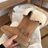 Boots Fur One Snow Boots Women's 2025 New Thick Bottom Women's High-Heeled Winter Thick Cotton