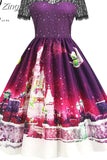 Dress Christmas Costume Women Lace Short Sleeve Hight Waist Vintage Evening Party Prom Casual