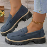 New Spring And Autumn Lefu Shoes Large-Size Leisure Grinding Sand Yingfeng Women's Shoes Thick Heel Thick Back